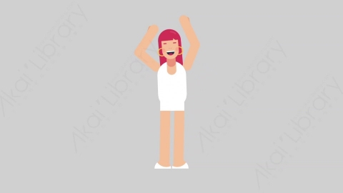 AE模板-WOMAN SIMPLE DRESS 26 Cheering女性简约朴素连衣裙裙子欢呼喝彩扁平人物日常角色