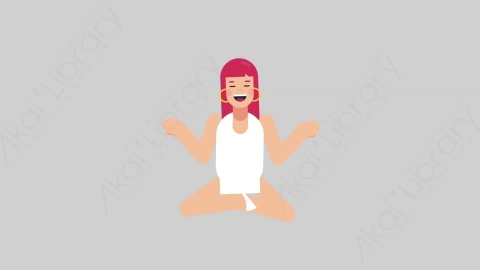 AE模板-WOMAN SIMPLE DRESS 33 Meditation女性简约朴素连衣裙裙子冥想沉思扁平人物日常角色