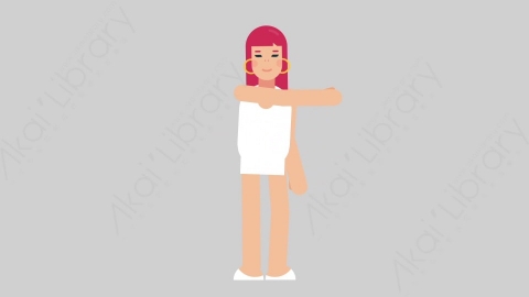 AE模板-WOMAN SIMPLE DRESS 39 Pointing 2女性简约朴素连衣裙裙子指向指点扁平人物日常角色