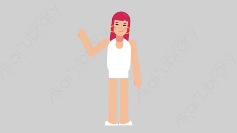 AE模板-WOMAN SIMPLE DRESS 40 Pointing 3女性简约朴素连衣裙裙子指向指点扁平人物日常角色