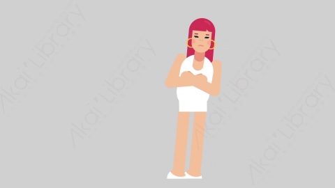 AE模板-WOMAN SIMPLE DRESS 43 Pushed女性简约朴素连衣裙裙子被推走扁平人物日常角色