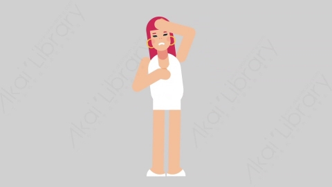 AE模板-WOMAN SIMPLE DRESS 50 Stressed Out女性简约朴素连衣裙裙子压力过大心力交瘁扁平人物日常角色