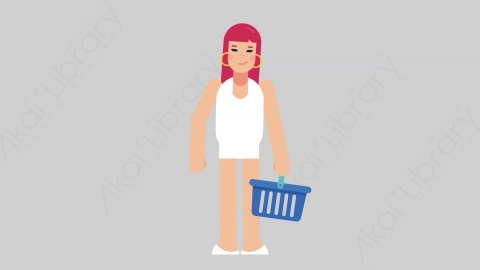 AE模板-WOMAN SIMPLE DRESS 54 Shopping女性简约朴素连衣裙裙子购物扁平人物日常角色