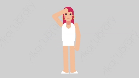 AE模板-WOMAN SIMPLE DRESS 57 Sight女性简约朴素连衣裙裙子观察四周扁平人物日常角色