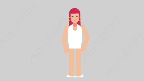 AE模板-WOMAN SIMPLE DRESS 60 Standing女性简约朴素连衣裙裙子站立扁平人物日常角色