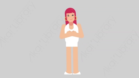 AE模板-WOMAN SIMPLE DRESS 61 Standing 2女性简约朴素连衣裙裙子站立扁平人物日常角色