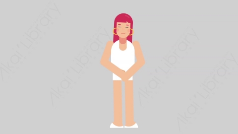 AE模板-WOMAN SIMPLE DRESS 62 Standing 3女性简约朴素连衣裙裙子站立扁平人物日常角色