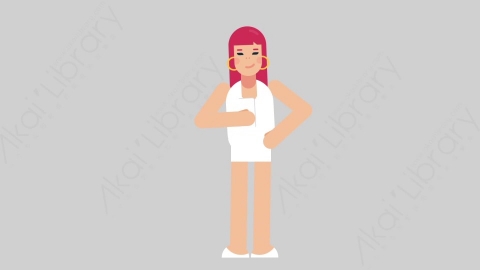 AE模板-WOMAN SIMPLE DRESS 63 Standing w Phone女性简约朴素连衣裙裙子手持电话扁平人物日常角色
