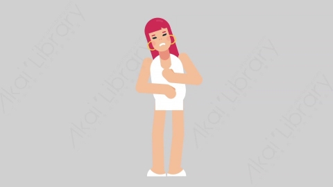 AE模板-WOMAN SIMPLE DRESS 65 Stomach Pain女性简约朴素连衣裙裙子肚子痛胃痛扁平人物日常角色
