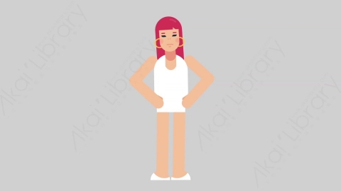 AE模板-WOMAN SIMPLE DRESS 69 Talking女性简约朴素连衣裙裙子说话讲话扁平人物日常角色