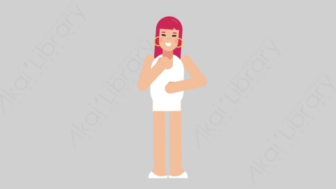 AE模板-WOMAN SIMPLE DRESS 72 Tie女性简约朴素连衣裙裙子整理领带扁平人物日常角色