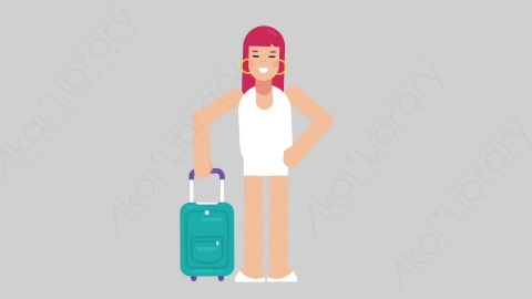 AE模板-WOMAN SIMPLE DRESS 74 Traveling女性简约朴素连衣裙裙子旅游旅行扁平人物日常角色