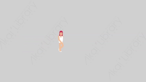 AE模板-WOMAN SIMPLE DRESS 76 Walk and Stop女性简约朴素连衣裙裙子行走和停止扁平人物日常角色
