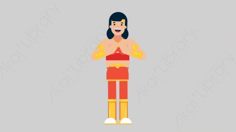 AE模板-WOMAN SUPERHERO 02 Applause女超人超级英雄掌声欢呼扁平人物日常角色