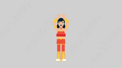 AE模板-WOMAN SUPERHERO 03 Applause 2女超人超级英雄掌声欢呼扁平人物日常角色