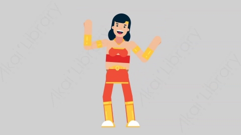 AE模板-WOMAN SUPERHERO 09 Dance 1女超人超级英雄跳舞舞蹈扁平人物日常角色
