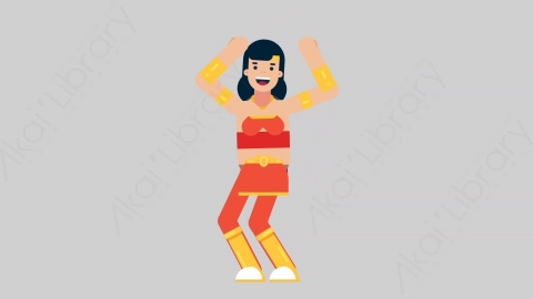 AE模板-WOMAN SUPERHERO 10 Dance 2女超人超级英雄跳舞舞蹈扁平人物日常角色