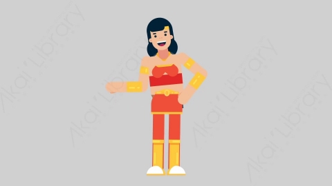 AE模板-WOMAN SUPERHERO 22 Handshake 2女超人超级英雄握手扁平人物日常角色