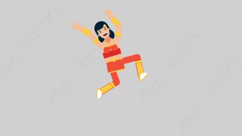 AE模板-WOMAN SUPERHERO 23 Happy Jump女超人超级英雄跳跃开心的跳扁平人物日常角色