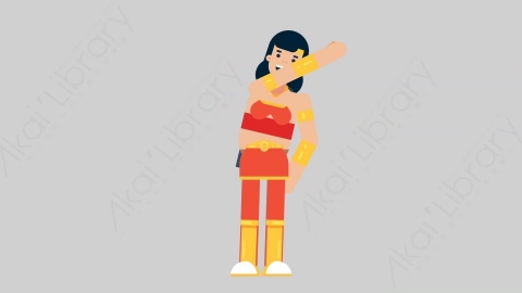 AE模板-WOMAN SUPERHERO 25 HighFive女超人超级英雄击掌扁平人物日常角色