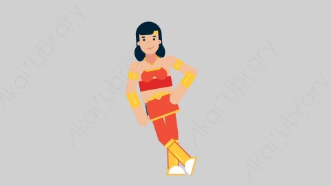 AE模板-WOMAN SUPERHERO 32 Leaned女超人超级英雄倚靠靠墙扁平人物日常角色