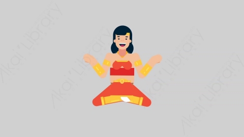 AE模板-WOMAN SUPERHERO 33 Meditation女超人超级英雄冥想沉思扁平人物日常角色