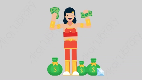 AE模板-WOMAN SUPERHERO 34 Money女超人超级英雄财产财富钱扁平人物日常角色