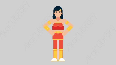 AE模板-WOMAN SUPERHERO 35 No女超人超级英雄否认扁平人物日常角色
