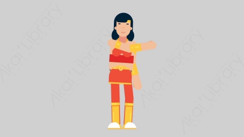 AE模板-WOMAN SUPERHERO 39 Pointing 2女超人超级英雄指向指点扁平人物日常角色