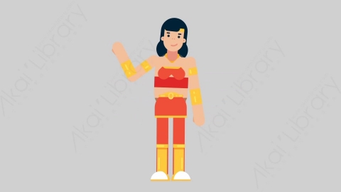 AE模板-WOMAN SUPERHERO 40 Pointing 3女超人超级英雄指向指点扁平人物日常角色