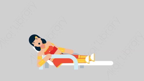 AE模板-WOMAN SUPERHERO 48 Relax 4女超人超级英雄放松扁平人物日常角色