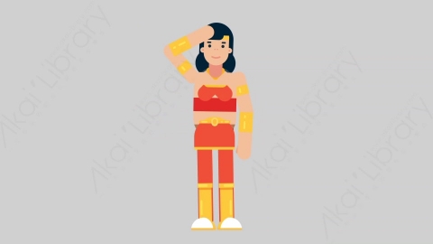 AE模板-WOMAN SUPERHERO 57 Sight女超人超级英雄观察四周扁平人物日常角色