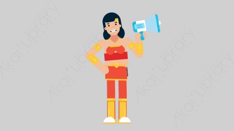 AE模板-WOMAN SUPERHERO 58 Speech女超人超级英雄演讲发言扁平人物日常角色