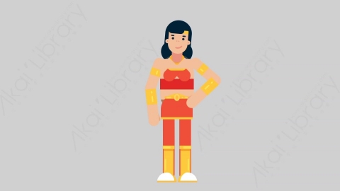 AE模板-WOMAN SUPERHERO 60 Standing女超人超级英雄站立扁平人物日常角色
