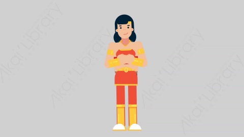 AE模板-WOMAN SUPERHERO 61 Standing 2女超人超级英雄站立扁平人物日常角色