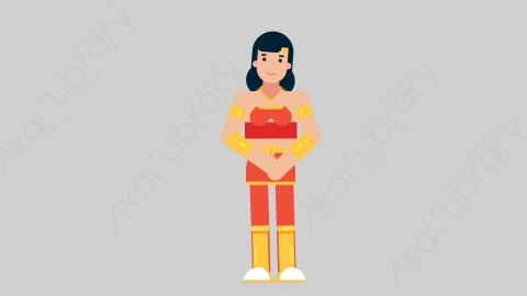 AE模板-WOMAN SUPERHERO 62 Standing 3女超人超级英雄站立扁平人物日常角色