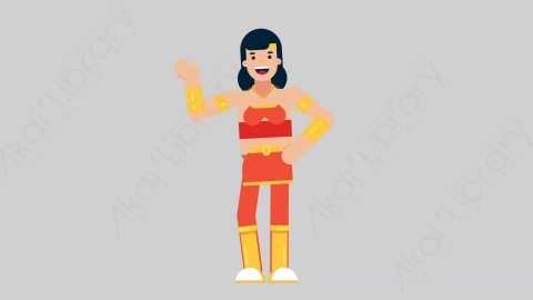 AE模板-WOMAN SUPERHERO 66 Metro Ride女超人超级英雄乘地铁扁平人物日常角色