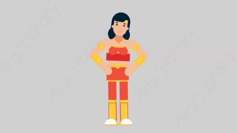 AE模板-WOMAN SUPERHERO 69 Talking女超人超级英雄说话讲话扁平人物日常角色