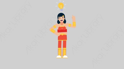 AE模板-WOMAN SUPERHERO 70 Thinking 1女超人超级英雄思考考虑扁平人物日常角色
