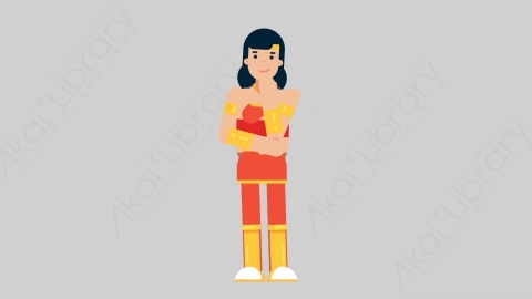 AE模板-WOMAN SUPERHERO 71 Thinking 2女超人超级英雄思考考虑扁平人物日常角色