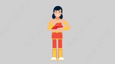 AE模板-WOMAN SUPERHERO 72 Tie女超人超级英雄整理领带扁平人物日常角色