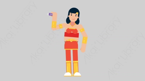 AE模板-WOMAN SUPERHERO 73 Showing Detail女超人超级英雄显示细节扁平人物日常角色
