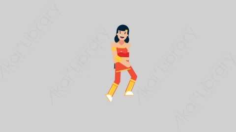 AE模板-WOMAN SUPERHERO 78 Walking on Stairs女超人超级英雄走楼梯上楼梯扁平人物日常角色