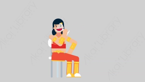 AE模板-WOMAN SUPERHERO 80 Wine Toast女超人超级英雄喝红酒扁平人物日常角色