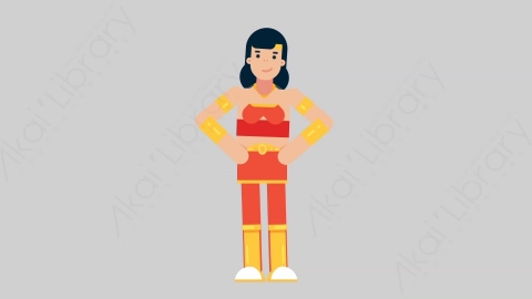 AE模板-WOMAN SUPERHERO 82 Yes女超人超级英雄点头同意扁平人物日常角色