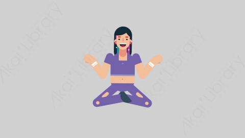 AE模板-WOMAN TEEN 33 Meditation女性青少年年轻人冥想沉思扁平人物日常角色
