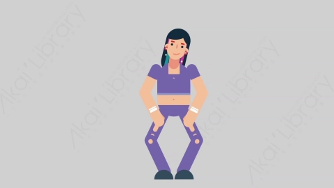 AE模板-WOMAN TEEN 60 Standing女性青少年年轻人站立扁平人物日常角色