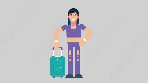 AE模板-WOMAN TEEN 74 Traveling女性青少年年轻人旅游旅行扁平人物日常角色