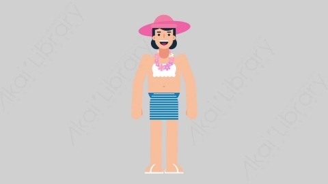 AE模板-WOMAN VACATION 01 Basic女性休闲假期度假基本动作扁平人物日常角色