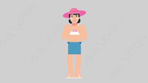 AE模板-WOMAN VACATION 08 Crying女性休闲假期度假悲伤哭泣扁平人物日常角色